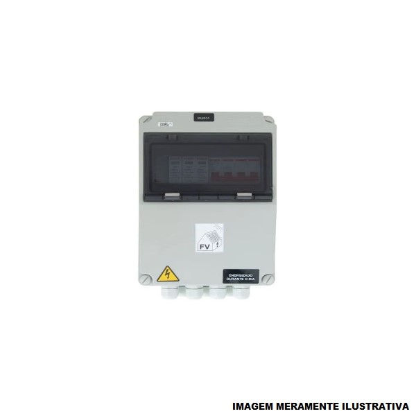 Caixa String BOX Policarbonato Transparente (A)493x(L)265x(P)177 mm com Seccionadora 16A com 1 DPS 20 KA 1040VCC 2 ENTRADAS/2 Saídas Cinza IP67