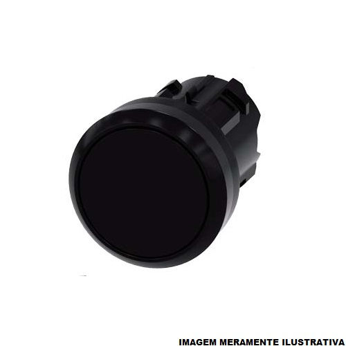 Botão Botão Pulsador PVC Faceado 22,00 mm Preto Aro Preto sem Elemento Opaco sem Gravação