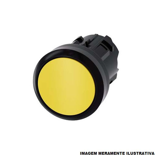Botão Botão Pulsador PVC Faceado 22,00 mm Amarelo Aro Preto sem Elemento Opaco sem Gravação