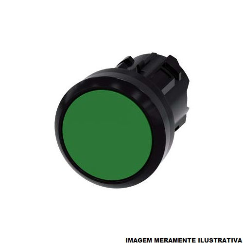 Botão Botão Pulsador PVC Faceado 22,00 mm Verde Aro Preto sem Elemento Opaco sem Gravação