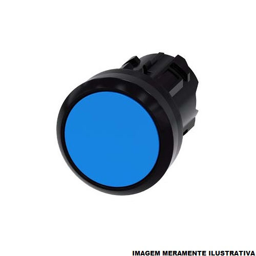 Botão Botão Pulsador PVC Faceado 22,00 mm Azul Aro Preto sem Elemento Opaco sem Gravação