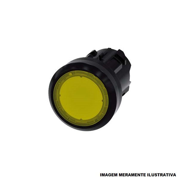 Botão Botão Pulsador PVC Faceado 22,00 mm Amarelo Aro Preto sem Elemento Luminoso sem Gravação