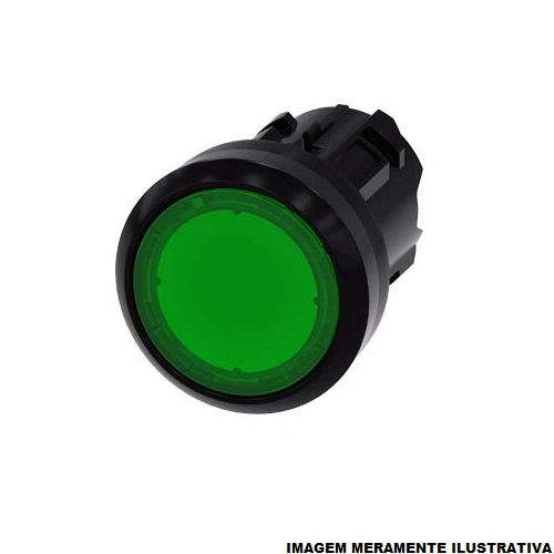 Botão Botão Pulsador PVC Faceado 22,00 mm Verde Aro Preto sem Elemento Luminoso sem Gravação