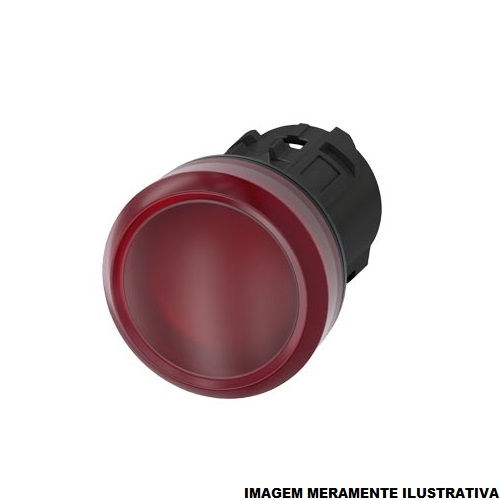 Sinaleiro Led PVC Faceado Lente Lisa sem LED 22 mm Vermelho