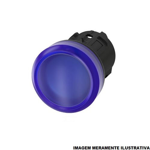 Sinaleiro Led PVC Faceado Lente Lisa sem LED 22 mm Azul
