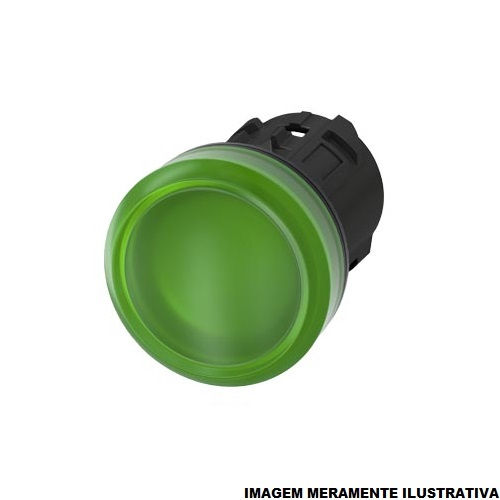 Sinaleiro Led PVC Faceado Lente Lisa sem LED 22 mm Verde