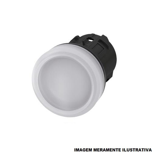 Sinaleiro Led PVC Faceado Lente Lisa sem LED 22 mm Branco