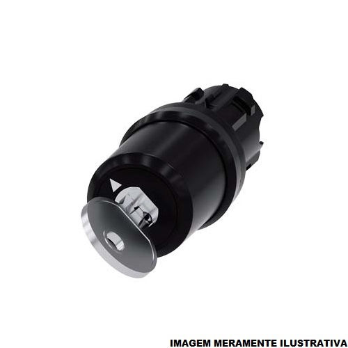 Comutador PVC Comando 22 mm Aro Preto com 2 Posições 90G Manopla com Chave Preto