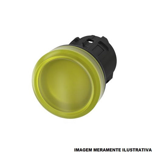 Sinaleiro Led PVC Faceado Lente Lisa sem LED 22 mm Amarelo