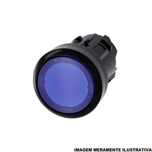 Botão Botão Pulsador PVC Faceado 22,00 mm Azul Aro Preto sem Elemento Luminoso sem Gravação