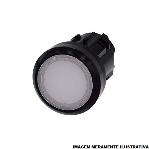 Botão Botão Pulsador PVC Faceado 22,00 mm Branco Aro Preto sem Elemento Luminoso sem Gravação