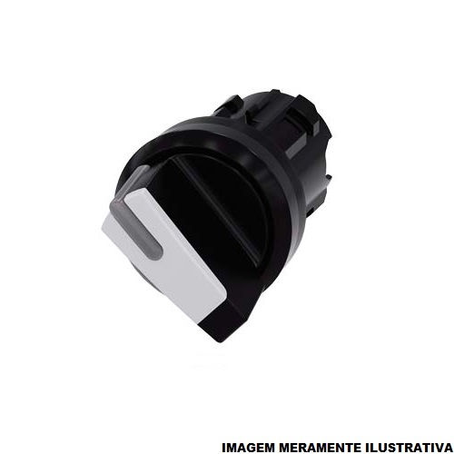 Cabeçote Cabeçote PVC para Comutador Comando 22 mm com Retenção Opaco Manopla Curta com 2 Posições 90G Preto Manopla Branca