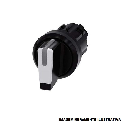 Chave Seletora Iluminada 3 Posições 45G com Trava 22 mm com Manopla Curta Branca