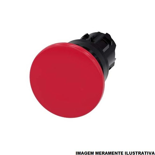 Botão Botão Emergência PVC Cogumelo 22,00 mm Vermelho sem Elemento Opaco Tecla 40 mm com Retorno