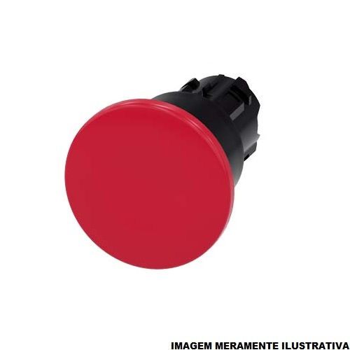Botão Botão Emergência PVC Cogumelo 22,00 mm Vermelho sem Elemento Opaco Puxa Destrava 40 mm
