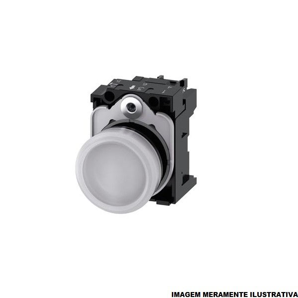 Sinaleiro Led PVC Faceado Lente Lisa com LED 22 mm 24VCA/CC Branco