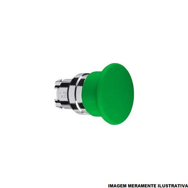 Cabeçote Cabeçote Metálico para Botão Cogumelo 22 mm Opaco Emergência sem Trava 40 mm Verde