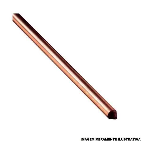 Haste Cobreada para Aterramento 1/2"X1,5 M Baixa Camada Trefilada de Aço Carbono Diâmetro Nominal 10,00 mm