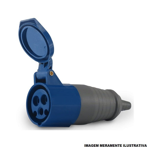 Acoplamento Móvel 2P+T 32A/220VCA Fêmea PVC Azul 6H IP44 Industrial