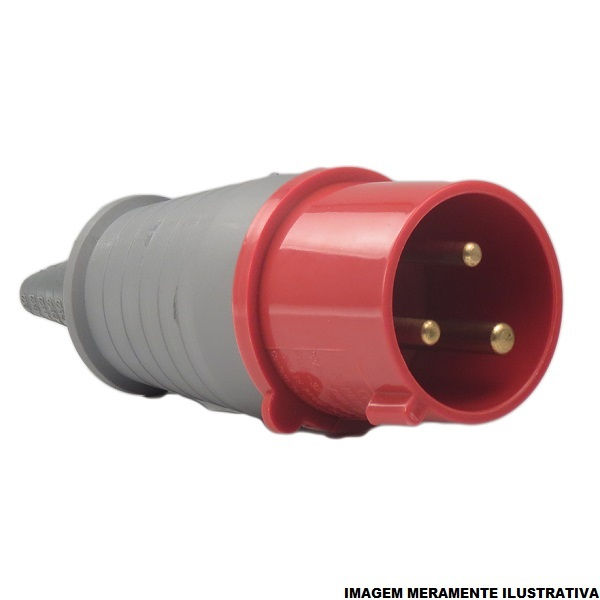Plugue Industrial 2P+T 16A 380/440VCA Vermelho 9H PVC IP44