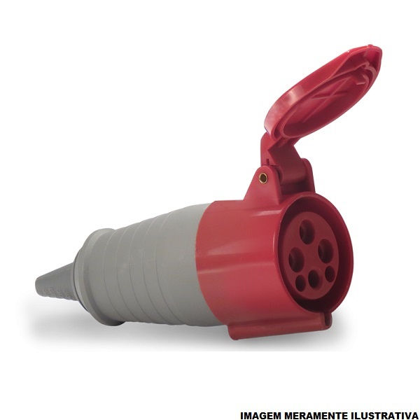Acoplamento Móvel 2P+T 16A/380/440VCA Fêmea PVC Vermelho 9H IP44 Industrial