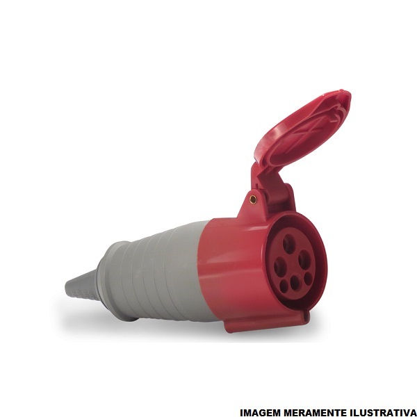Acoplamento Móvel 3P+T 32A/380VCA Fêmea PVC Vermelho 6H IP44 Industrial