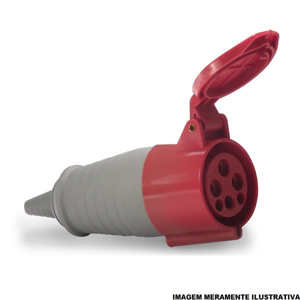 Acoplamento Móvel 3P+T 16A/380VCA Fêmea PVC Vermelho 6H IP44 Industrial