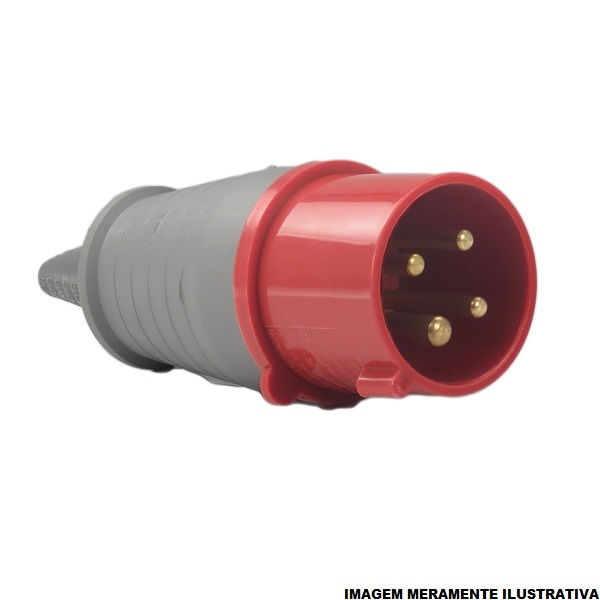 Plugue Industrial 3P+T 32A 380VCA Vermelho 6H PVC IP44