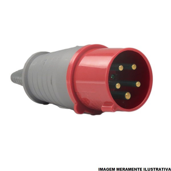 Plugue Industrial 3P+T+N 32A 380VCA Vermelho 6H IP44