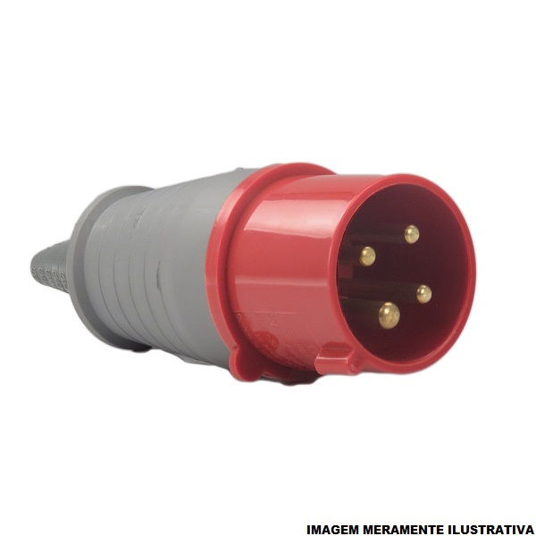 Plugue Industrial 3P+T 16A 380/440VCA Vermelho 6H PVC IP44