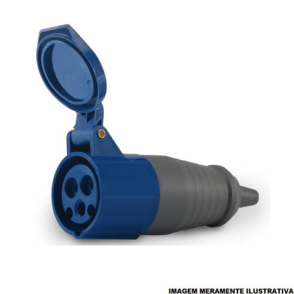 Acoplamento Móvel 3P+T 16A/220VCA Fêmea PVC Azul 9H IP44 Industrial