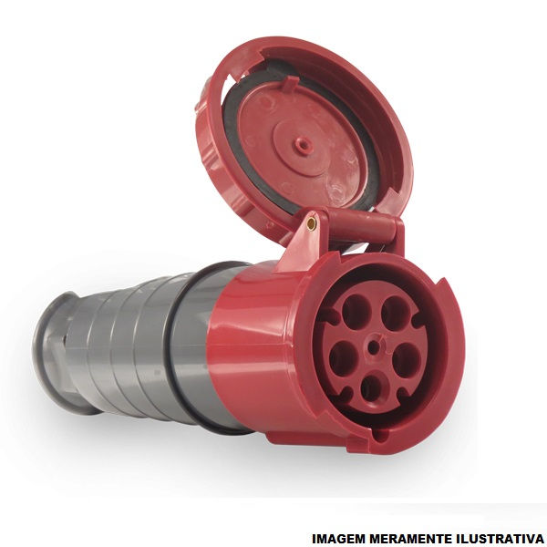 Acoplamento Móvel 3P+T 63A/380VCA Fêmea PVC Vermelho 6H IP67 Industrial