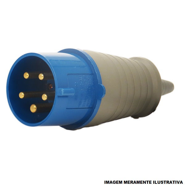 Plugue Industrial 3P+T+N 32A 220VCA Azul 9H IP44