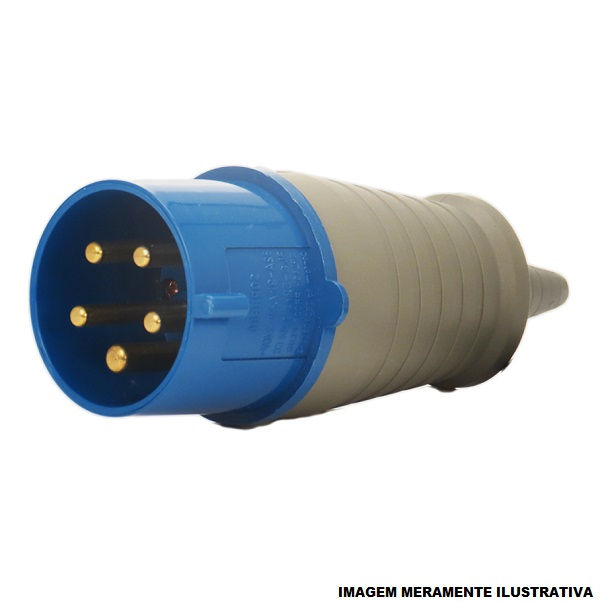 Plugue Industrial 3P+T+N 16A 220VCA Azul 9H IP44