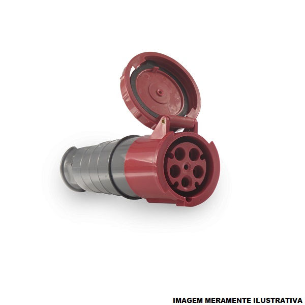 Acoplamento Móvel 3P+T+N 63A/380/440VCA Fêmea PVC Vermelho 6H IP67 Industrial