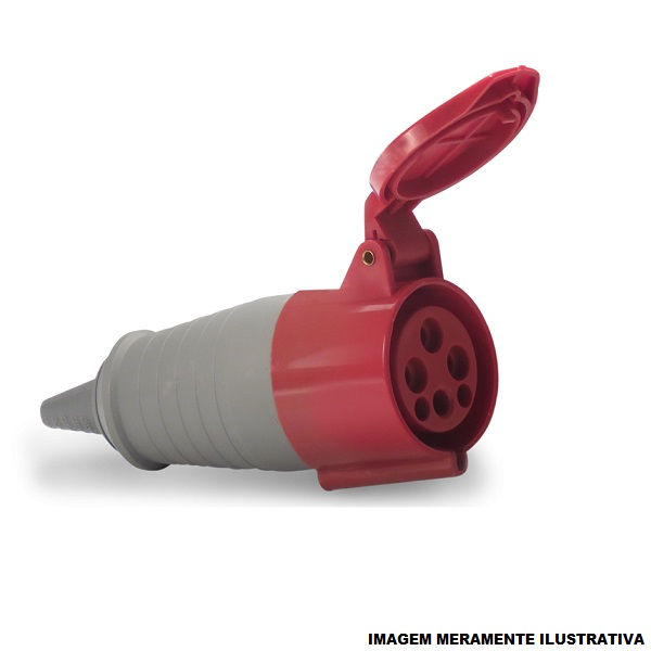 Acoplamento Móvel 3P+T+N 16A/380VCA Fêmea PVC Vermelho 6H IP44 Industrial