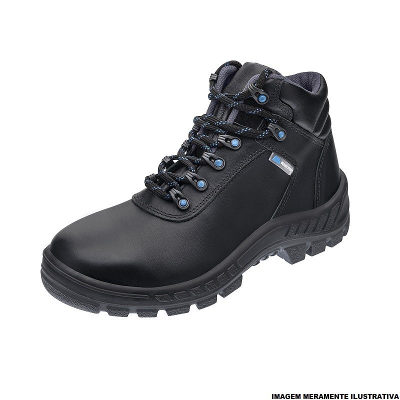 Botina Couro com Cadarço com Solado Bidensidade com Biqueira Plástica Tamanho 34 Preta Ca 9148