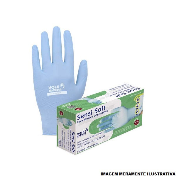 Luva Nitrílica Descartável sem Amido Sensi Soft 9 (G) Azul Ca 35633 com 100 Unidades