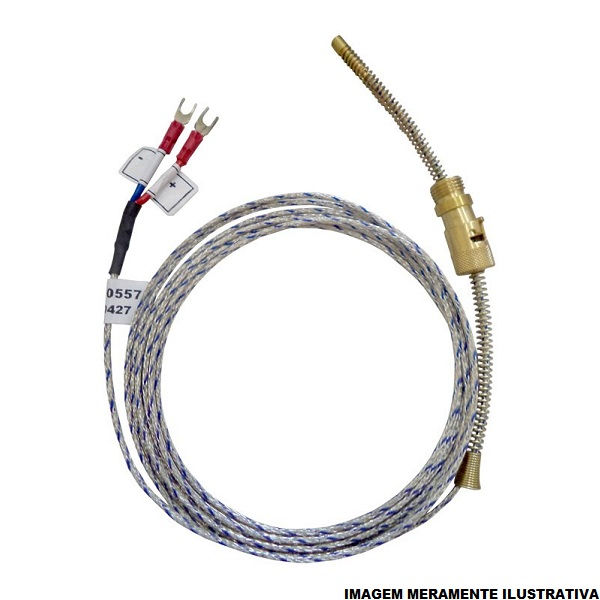 Termopar Com Cabeçote Alumínio Tipo J Cabeçote 6 mm com Cabo 3 M com 2 Fios