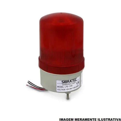 Sinalizador PVC LED Rotativo Lente Lisa Vermelho 12V-220VCA/CC Fixação Parafuso 100.000H IP44