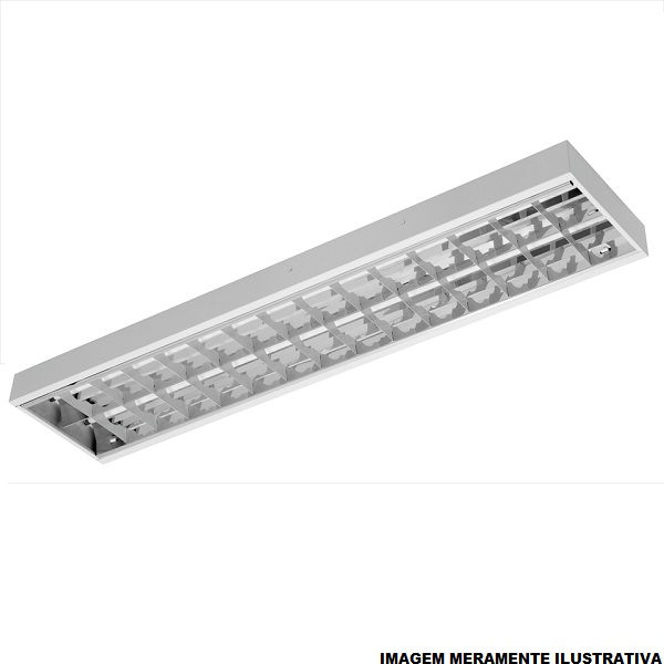 Luminária Comercial Luminária Comercial Sobrepor para 2 Lâmpadas T5 120 cm com Soquete G5 Chapa Aço LS-533 Refletor Alumínio com Aletas Cinza