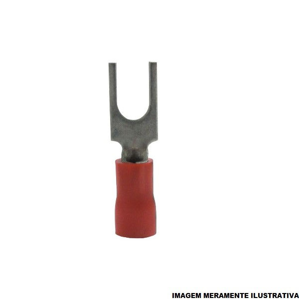 Terminal Cobre Estanhado a Compressão Garfo Pre-Isolado 10,00 mm² com 1 Furo M6 Vermelho