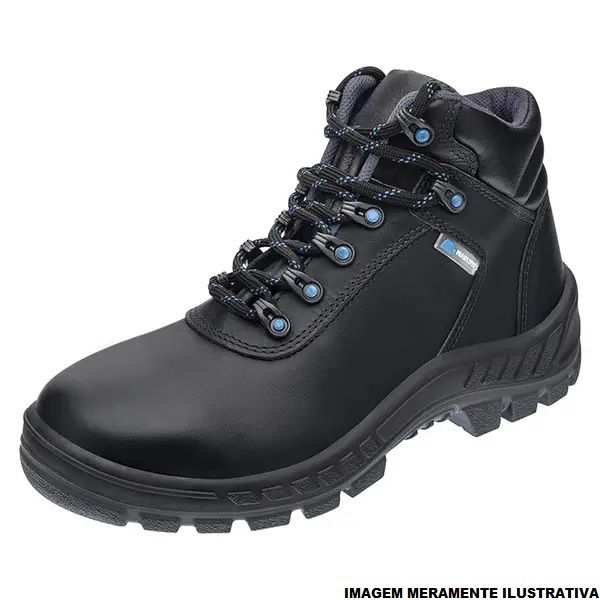 Botina Couro com Cadarço com Solado Bidensidade com Biqueira Plástica Tamanho 43 Preta Ca 9148