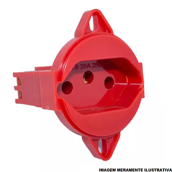 Tomada Embutir NBR 2P+T Embutir Piso Redonda sem Haste 20A/250VCA sem Placa Vermelha