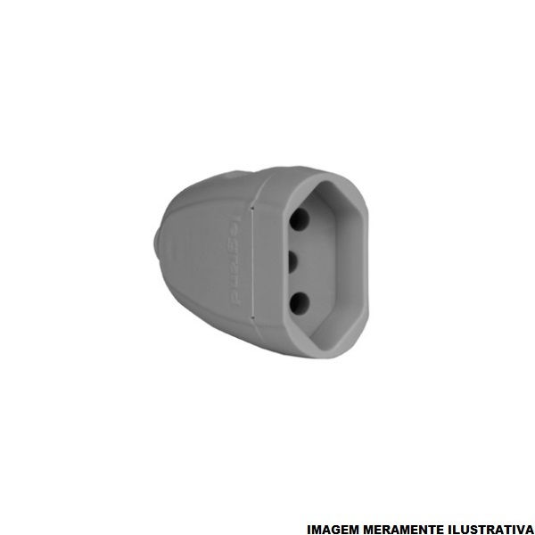 Plugue Fêmea 2P+T 20A 250VCA PVC Cinza