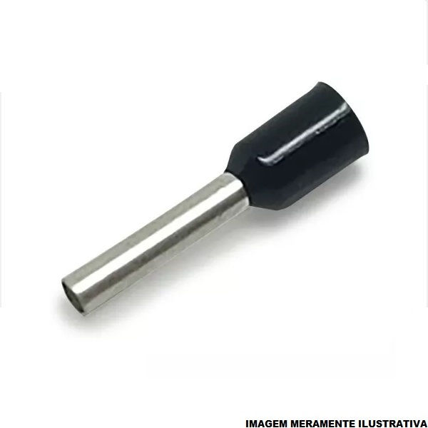 Terminal Cobre Estanhado a Compressão Pino Tubular Pre-Isolado 1,50 mm² Preto