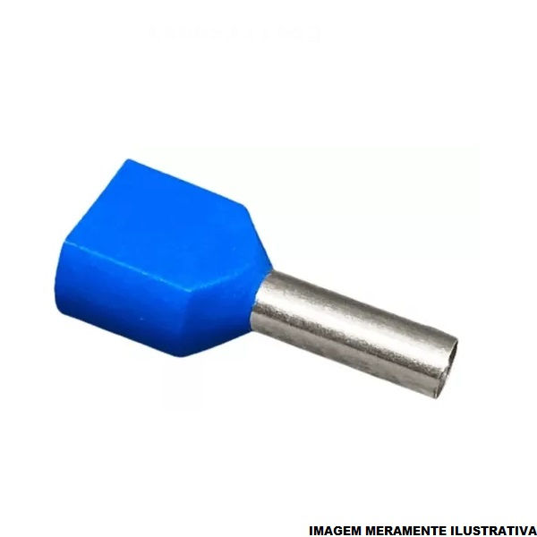 Terminal Cobre Estanhado a Compressão Pino Tubular Duplo Pre-Isolado 2,50 mm² Azul