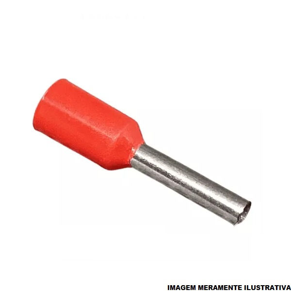 Terminal Cobre Estanhado a Compressão Pino Tubular Pre-Isolado 95,00 mm² Vermelho