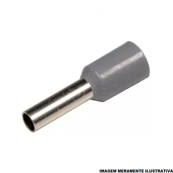 Terminal Cobre Estanhado a Compressão Pino Tubular Pre-Isolado 0,75 mm² Cinza