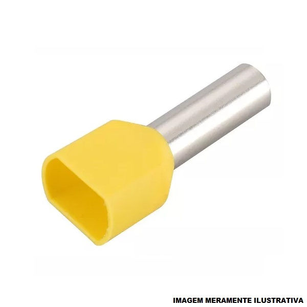 Terminal Cobre Estanhado a Compressão Pino Tubular Duplo Pre-Isolado 6,00 mm² Amarelo